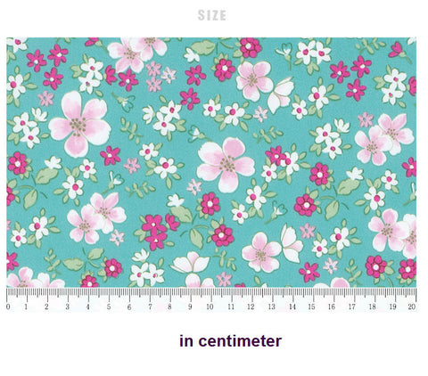 Flowers Waterproof Fabric Floral Print, Mint Blue - By the Yard 73539 GJ 984-1