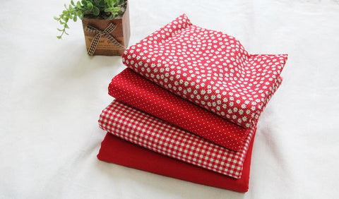 Red Cotton Fabric, Flowers, Polka Dots, Plaid or Solid - By the Yard 100405