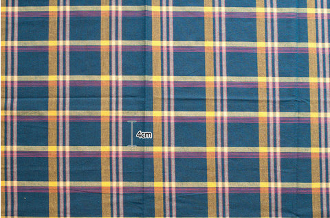 Navy Plaid Cotton Fabric, Yarn Dyed, Washing - By the Yard 95555