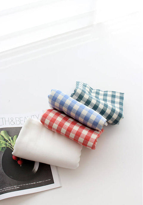 Plaid Cotton Double Gauze Fabric - Red, Blue, Green or Solid White Ivory - 59" Wide - By the Yard 100238