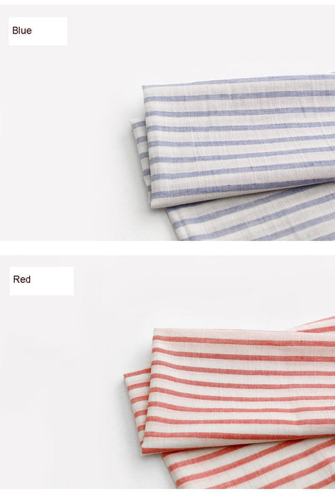 Stripes Cotton Gauze Fabric - Blue, Red, Yellow, Brown, Navy or Pink - 55 Inches Wide - By the Yard 4717-1