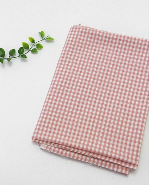 Checker Cotton Fabric, 4 mm Plaid, Gingham Check, Yarn Dyed, Washing - Pink, Sky, Red, Green, Brown or Black - Fabric By the Yard 37492-1