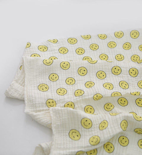 Cotton Rayon Gauze, Triple Layers, Smiley Face Gauze - Wrinkle Gauze, Crinkle Gauze, Yoryu Gauze, Quality Korea Fabric - By the Yard /51186