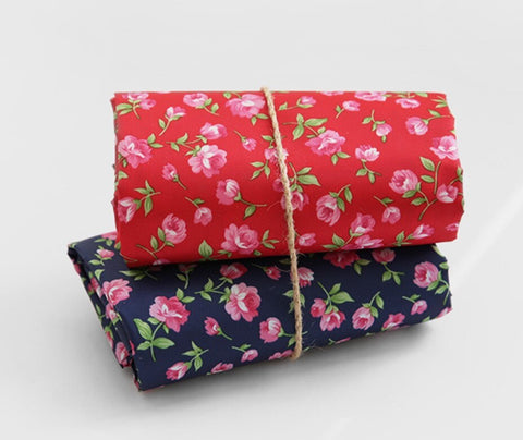 Large Flower Wide Width Waterproof Fabric - Red or Navy - Quality Korean Fabric - By the Yard / 54466