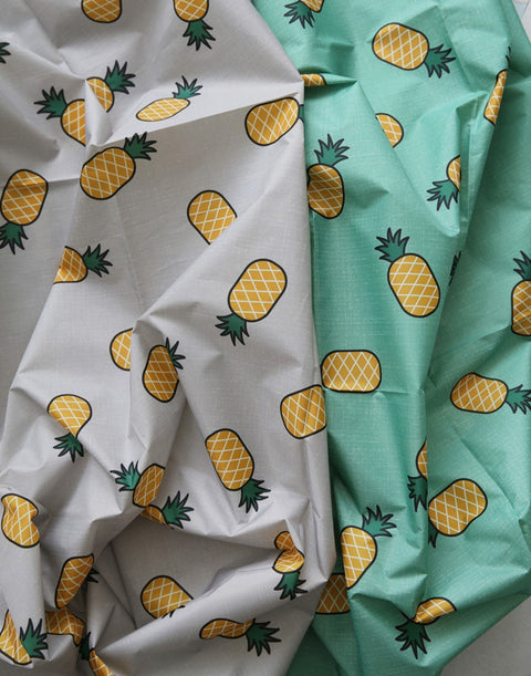 Pineapples Wide Width Waterproof Fabric - On Mint or Gray - Quality Korean Fabric - By the Yard / 54468