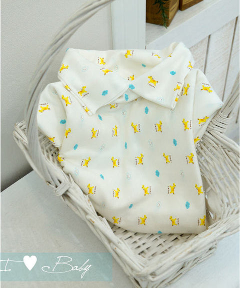 I Love Baby Yellow Pony on White Interlock Knit per Yard 29925