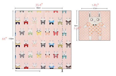 Rabbit Story with Polka Dots - Cotton Fabric - Peach Pink - By the Yard 52192