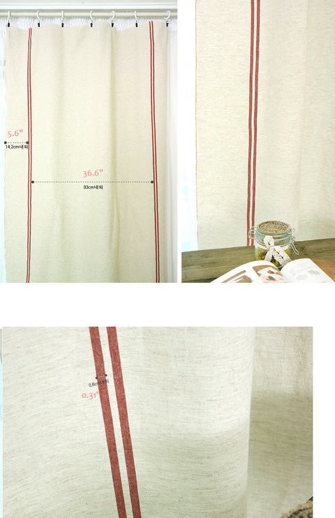 Double Stripe Pure Linen Pre-washed - Red, Navy or Navy Red - By the Yard 53185