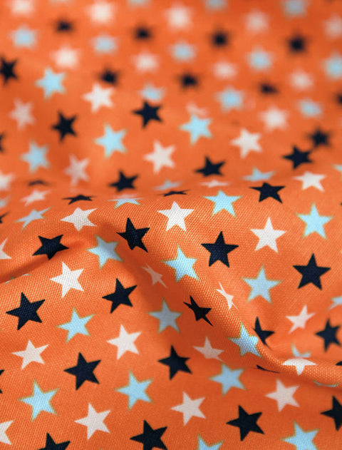 Stars Oxford Cotton Fabric - Navy or Orange - By the Yard 73566