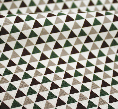 Mini Triangles Cotton Fabric, Geometric Fabric - Khaki Mix - 44" Wide - Fabric By the Yard 67340